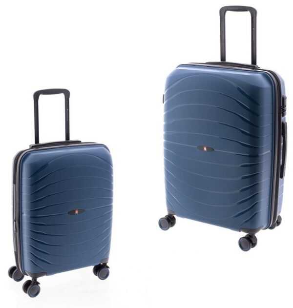 GLADIATOR Trolleyset Koffer-Set 2-tlg. 67+55 cm, 4 Rollen, Dehnfalte, grau, rot od. blau