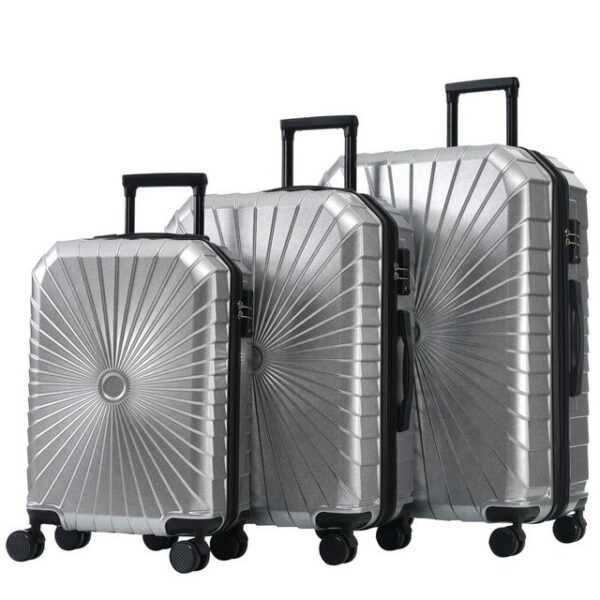 Gotagee Koffer Koffer-Set 3-teiliges Reisetasche mit TSA-Schloss Silber Reisekoffer