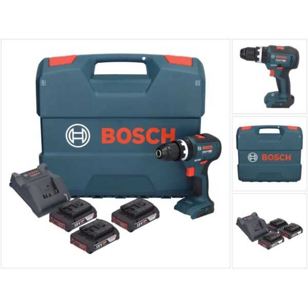 Gsb 18V-55 Professional Akku Schlagbohrschrauber 18 v 55 Nm Brushless ( 0615990M5V ) + 3x Akku 2,0 Ah + Ladegerät + Koffer - Bosch