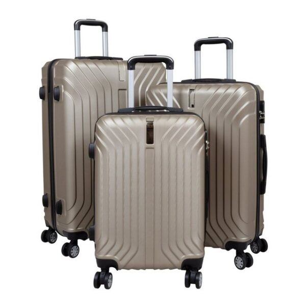 HTI-Living Kofferset ABS Kofferset 3-teilig Palma Champagner, 4 Rollen, (Set, 3 tlg., 3 Koffer in verschiedenen Größen), Hartschale Trolley Reisegepäck