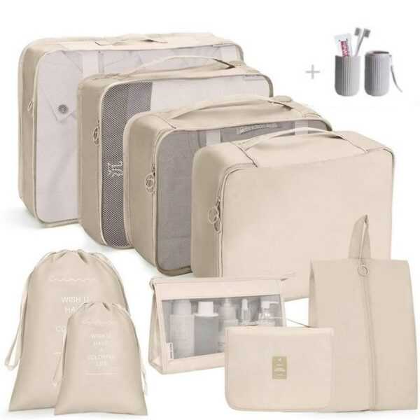 Henreal Kofferorganizer Reisetaschen-Set Multifunktionale Koffer, 9-tlg., Wasserdicht, Gepäck Kleidung Sortieren Aufbewahrung tasche Set