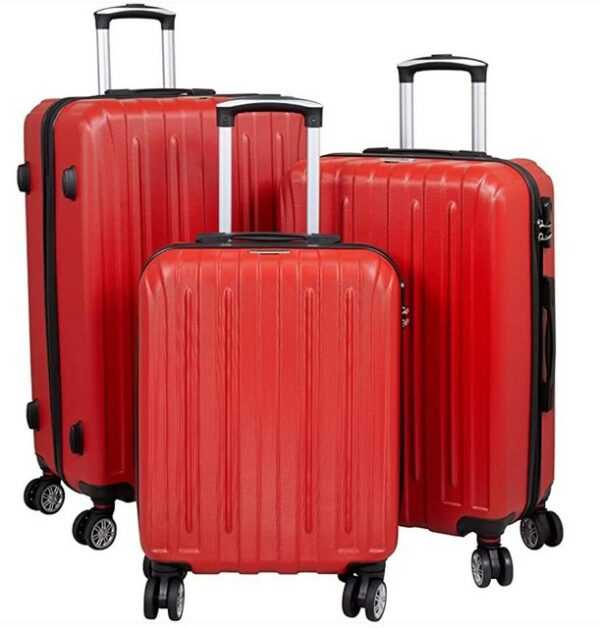 JUNG Kofferset LM1003 Koffer Set 3 tlg ABS-Hartschale, mit Zahlenschloß Teleskopgriff, (Trolley, Hartschalenkoffer Set, Luggage, Reisetasche, Urlaubskoffer, Hartschalen Koffer, Trolley, Reisekoffer Set 3 Teilig), Kofferset 3 Größen- Handgepäck/Mittel/Groß, Reisekoffer mit Rollen