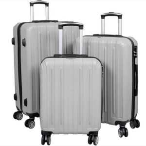 JUNG Trolleyset LM948 Koffer Set 3 tlg ABS-Hartschale, mit Zahlenschloß Teleskopgriff, (Hartschalen Koffer, Trolley, Reisekoffer Set 3 Teilig, Trolley, Hartschalenkoffer Set, Luggage, Reisetasche, Urlaubskoffer), Kofferset 3 Größen- Handgepäck/Mittel/Groß, Reisekoffer mit Rollen