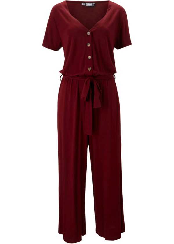 Jersey-Jumpsuit mit V-Ausschnitt, kurzarm