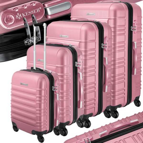 KESSER® 4tlg. Hartschalenkofferset Hartschalenkoffer Reisekoffer Set Reisekofferset Trolley Koffer Inkl. Kofferwaage + Gepäckanhänger Rollkoffer Schloss 4 Rollen ABS-Hartschale Teleskopgriff S-M-L-XL