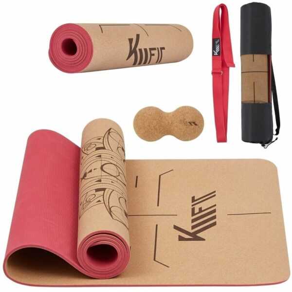 Km-fit - tpe Yoga Matte Gymnastikmatte mit Tragegurt Yogamatte gepolstert & rutschfest Sportmatte für Fitness, Pilates & Gymnastik Workout mit