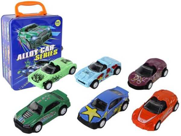 LEAN Toys Spielzeug-Auto Fahrzeugset Metall Reibungsantrieb Autoset Spielzeug Fahrzeug Koffer