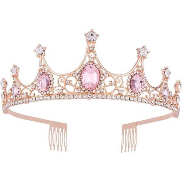 Lubgitsr Diadem Tiara Krone Vintage Stirnband für Prinzessin mit Kamm feste Krone (1-tlg)