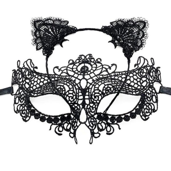 Lubgitsr Verkleidungsmaske 2Pcs Haarreif für Katzenohren, Catwoman, Spitze, sexy Maske, Spitze