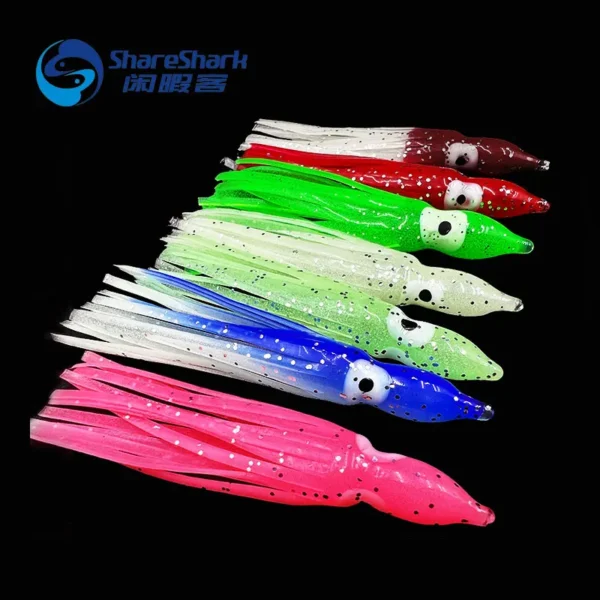 Luminous 5cm squid skirts soft lure pesca Night Fishing Lure Octopus Rubber lumo squid skirt for Tuna Sai