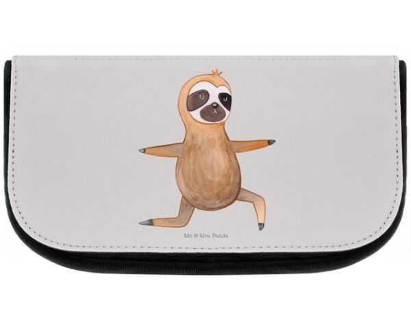 Mr. & Mrs. Panda Kosmetiktasche Faultier Yoga - Grau Pastell - Geschenk, Yogaübungen, Make-Up Tasche (1-tlg)