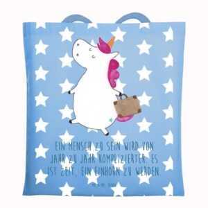 Mr. & Mrs. Panda Tragetasche Einhorn Koffer - Sky Blue - Geschenk, Pegasus, Unicorn, Stoffbeutel, (1-tlg)