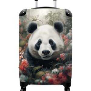 NoBoringSuitcases.com© Handgepäckkoffer Panda - Wildtiere - Blumen - Natur 55x35x20cm, 4 Rollen, Koffer mit 4 rollen, Erwachsenen trolley, Reisekoffer