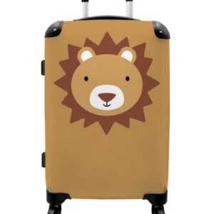 NoBoringSuitcases.com© Koffer Tierporträt - Löwe - Braun 67x43x25cm, 4 Rollen, Mittelgroßer Koffer für Kinder, Trolley