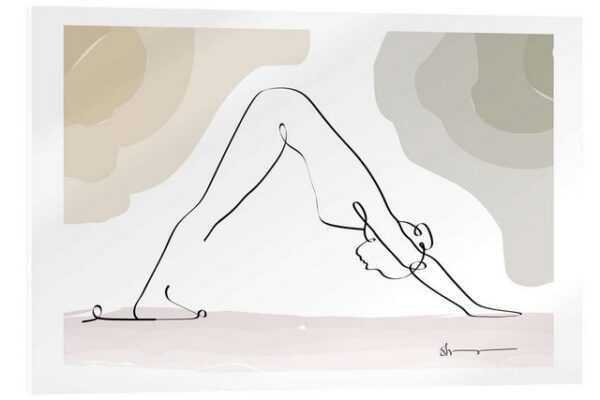 Posterlounge Acrylglasbild Yoga In Art, Herabschauender Hund (Adhomukha Shvanasana), Fitnessraum Minimalistisch Illustration