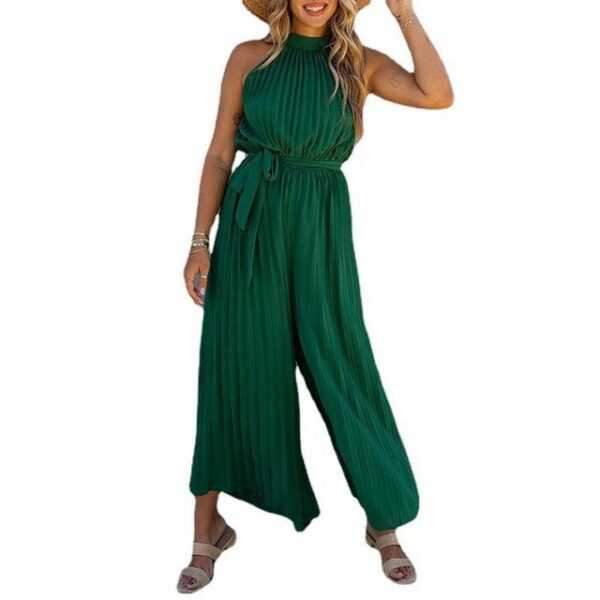 RUZU UG Midikleid Bodykleid Schulterfreier,Schulterfreier Neckholder-Jumpsuit Druckfalte