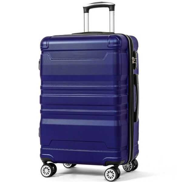 WISHDOR Handgepäckkoffer Trolleys Koffer Hartschalen Handgepäck Reisekoffer, 4 Rollen, mit TSA-Schloss Universalrad 41x26x65cm Blau Erweiterbar Seitengriff