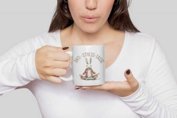 WS-Trend Tasse Yoga Hase Anti Stress Keramik Kaffeetasse Teetasse, Keramik