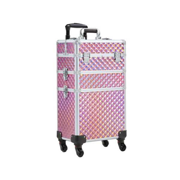 Yaheetech - 3-in-1 Kosmetikkoffer, Abschließbarer Schminkkoffer, Make-up Koffer für Reisen, Großer Trolley Multikoffer, Friseurkoffer mit