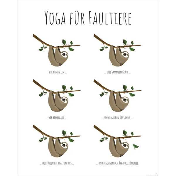 Yoga für Faultiere Poster Design Frau Febra & Herr Hutsauger