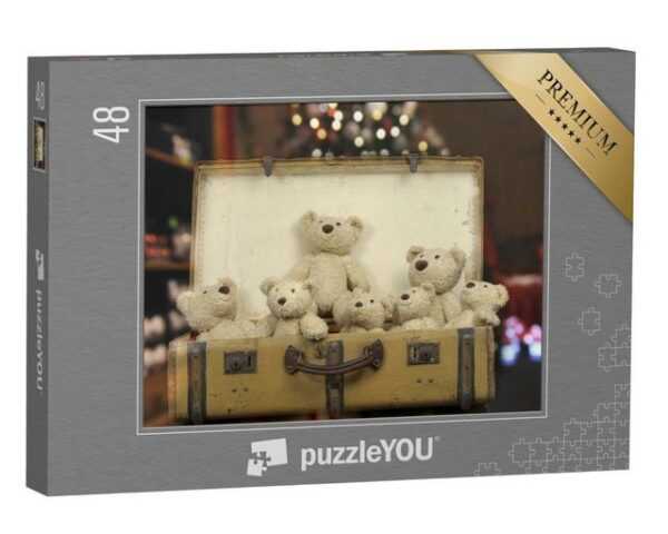 puzzleYOU Puzzle Ein Vintage-Koffer voller Teddybären, 48 Puzzleteile, puzzleYOU-Kollektionen Nostalgie