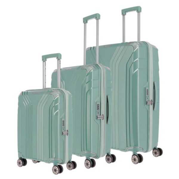 travelite Hartschalen-Trolley Elvaa 3er Set Polypropylen Hartschalen Trolley 4-Rollen Koffer L+M+S, 4 Rollen