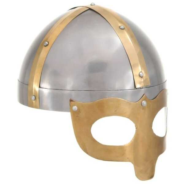 vidaXL Ritter-Kostüm Wikinger-Helm Antik Replik LARP Silbern Stahl