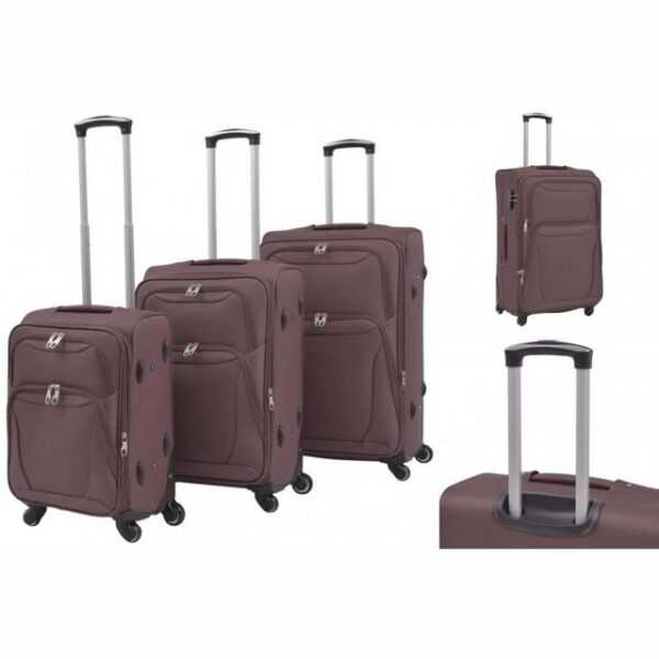 vidaXL Trolley Koffer Set 3-tlg Weichgepäck Trolley-Set Kaffeebraun