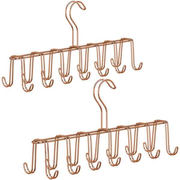 2 x Gürtelhalter, Krawattenhalter aus Metall, platzsparend, je 14 Haken, Krawatten & Gürtel, Kleiderschrank, kupfer