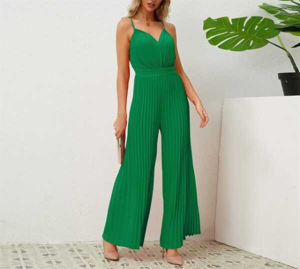 AFAZ New Trading UG Jumpsuit Damen-Jumpsuit mit V-Ausschnitt und Hosenträgerfalten