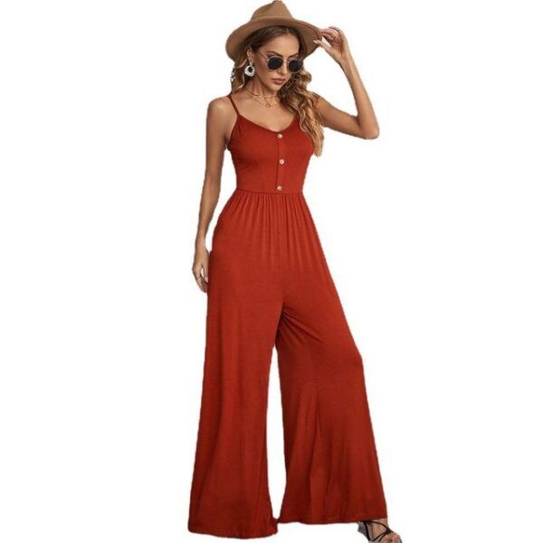 AFAZ New Trading UG Jumpsuit Damen-Sommer-Volltonfarbe lässiger Pullover ärmellos lockerer Overall