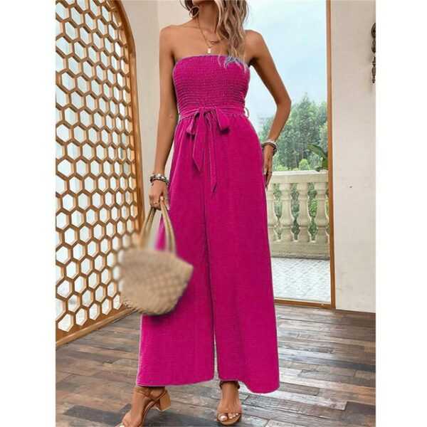 AFAZ New Trading UG Jumpsuit Sexy und bequemer Overall mit weitem Bein für Damen Rose Rot