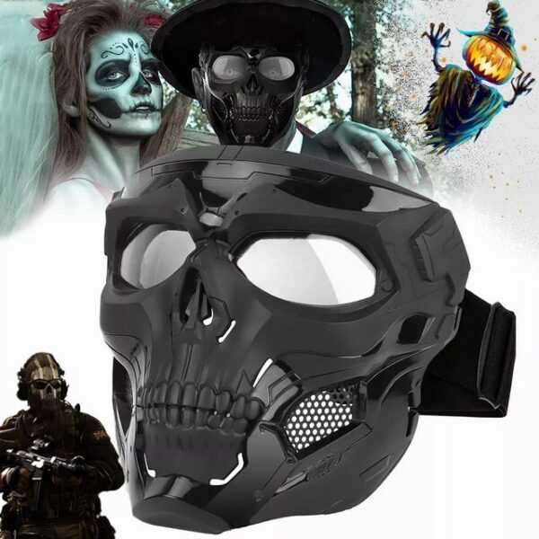 Avisto Verkleidungsmaske Kostüm-Masken Schädel Maske Totenkopfmaske Halloween-Kostüme, (für Outdoor, Filmrequisiten, Maskenpartys, Halloween, Cosplay, usw., Mit PC-Linsenschutz, winddicht, wasserdicht, staubdicht), atmungsaktiv und einstellbar, Nylon und Fasermaterial