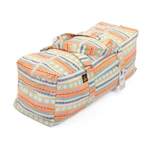 Ethno Collection: Yoga Kit Bag Jacquard-Webstoff, apricot-hellblau gemustert