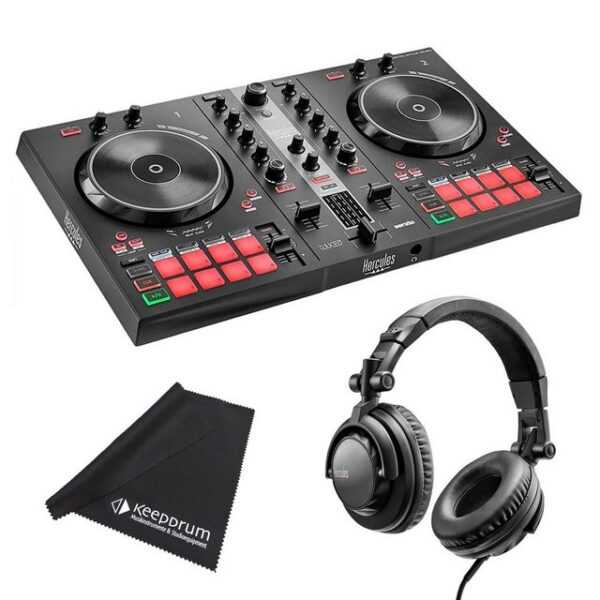 HERCULES DJ Controller Inpulse 300 MK2 mit DJ45 Kopfhörer und Mikrofasertuch