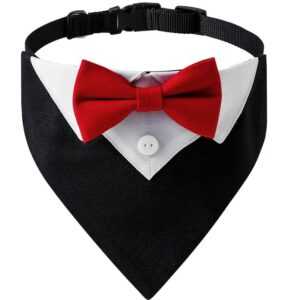 Hund Ehering Bandana Hundehalsband mit Fliege Krawatte Designs Verstellbarer Kragen formelle Smoking Hund Bowtie Red-L