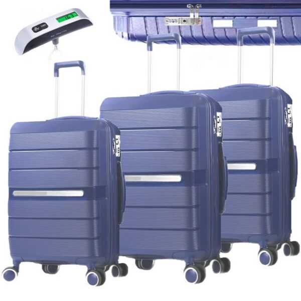 KESSMANN Kofferset 3 teilig Hartschalenkofferset M L XL Koffer + Digitale Kofferwaage, 4 Rollen, (Reisekofferset, 4 tlg., Schloss Teleskopgriff Gepäck Urlaub Zubehör Reise Hartschale Trolley), Reisetasche Kofferset groß mittel klein Handgepäck Gepäck Rollkoffer