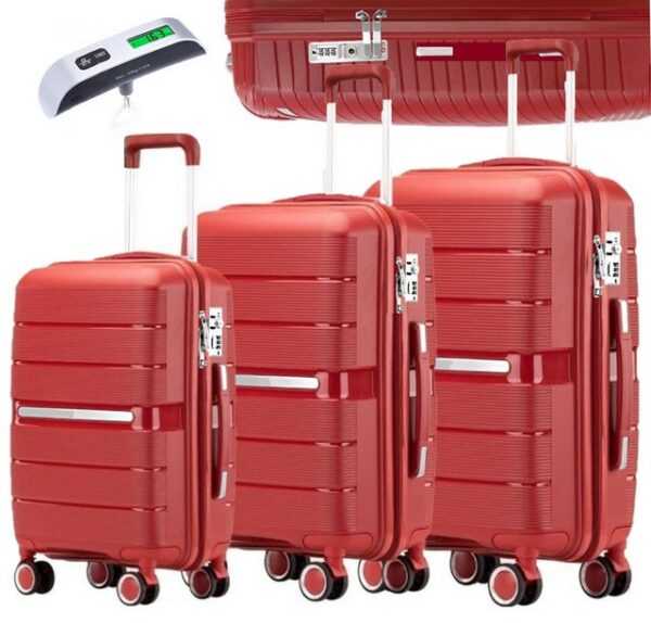 KESSMANN Kofferset 3 teilig Hartschalenkofferset M L XL Koffer + Digitale Kofferwaage, 4 Rollen, (Reisekofferset, 4 tlg., Schloss Teleskopgriff Gepäck Urlaub Zubehör Reise Hartschale Trolley), Reisetasche Kofferset groß mittel klein Handgepäck Gepäck Rollkoffer