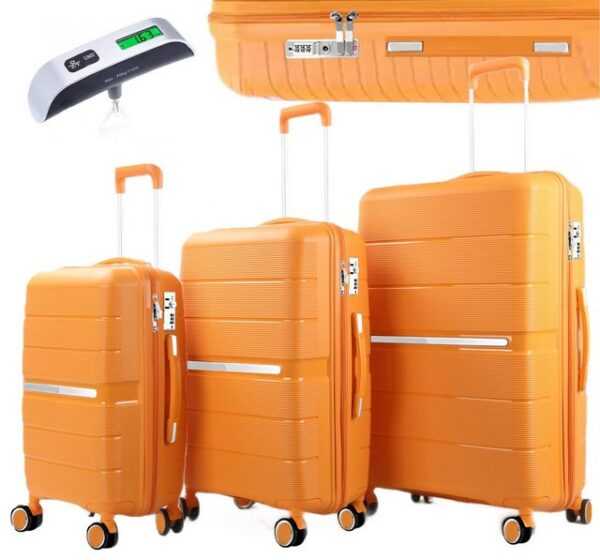 KESSMANN Kofferset 3 teilig Hartschalenkofferset M L XL Koffer + Digitale Kofferwaage, 4 Rollen, (Reisekofferset, 4 tlg., Schloss Teleskopgriff Gepäck Urlaub Zubehör Reise Hartschale Trolley), Reisetasche Kofferset groß mittel klein Handgepäck Gepäck Rollkoffer