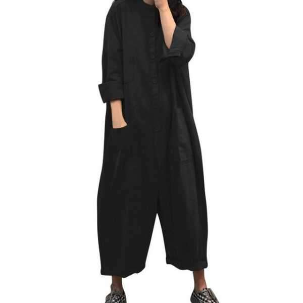 KIKI Jumpsuit Overall in Übergröße, Hemd-Overall mit mehreren Taschen Jumpsuit