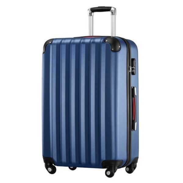 *KOFFER-BARON* Koffer Trolley Hartschalenkoffer XL Basic Reisegepäck ABS, naviblau