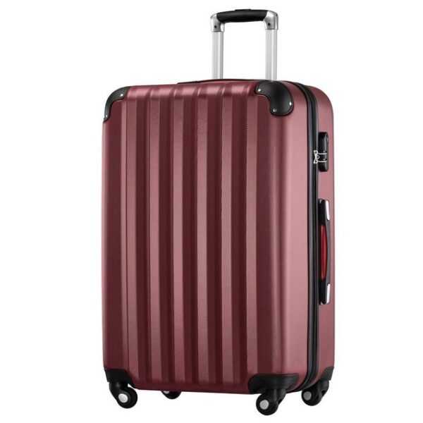 *KOFFER-BARON* Koffer Trolley Hartschalenkoffer XL Basic Reisegepäck ABS, weinrot