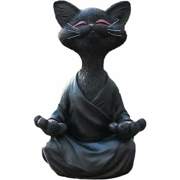 Lycxames - Harz-Buddha-Katze, Sammlerfigur, Yoga-Meditation, Happy-Cat-Kollektion, Liebhaber-Geschenke für Zuhause, Outdoor, Hof, Rasen, Pool,