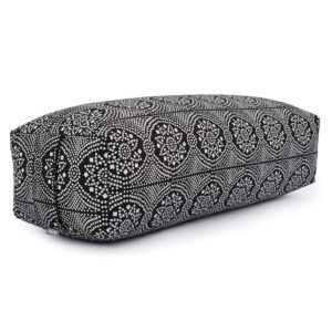 Maharaja Salamba (rechteckig) Yoga-Bolster 'Bandhani', schwarz/weiß, Dinkel Bezug abnehmbar