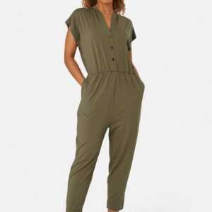 Masai Jumpsuit MaOrlanda V-Ausschnitt, Knopfverschluss, Einschubtaschen, weite Beine