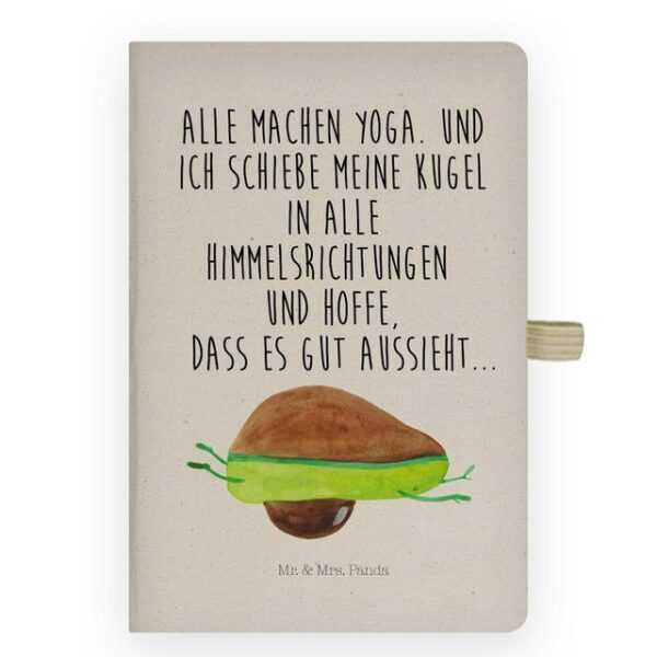 Mr. & Mrs. Panda Notizbuch Avocado Yoga - Transparent - Geschenk, Kladde, Hilfe, Notizheft, Vegg Mr. & Mrs. Panda, Personalisierbar