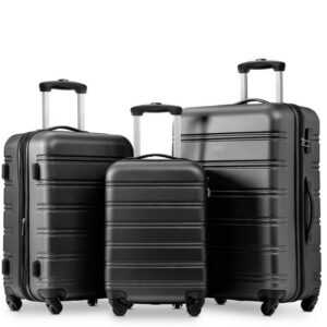 OKWISH Trolley Hartschalenkofferset 3-tlg, 4 Rollen, Hartschalen-Koffer, Rollkoffer, Reisekoffer, Handgepäck, ABS-Material