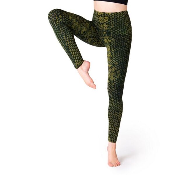 PANASIAM Leggings Unikat Batik Leggings mit Wabendesign moderner Stil lange Gym Leggings handgefertigt aus bequemer natürlicher Viskose für Yoga Sport Fitness