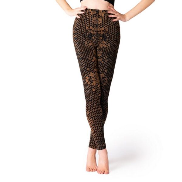 PANASIAM Leggings Unikat Batik Leggings mit Wabendesign moderner Stil lange Gym Leggings handgefertigt aus bequemer natürlicher Viskose für Yoga Sport Fitness