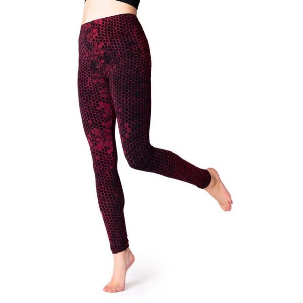 PANASIAM Leggings Unikat Batik Leggings mit Wabendesign moderner Stil lange Gym Leggings handgefertigt aus bequemer natürlicher Viskose für Yoga Sport Fitness